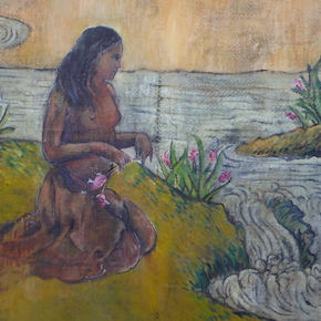  Portrait de jeune fille au bord de la rivière 